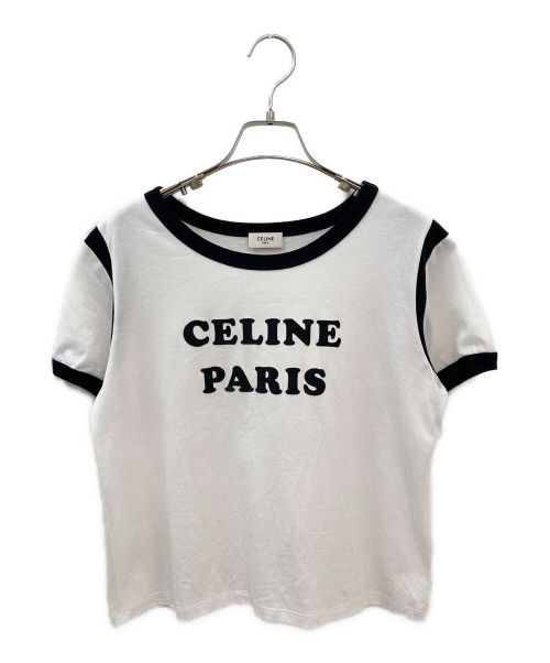 CELINE（セリーヌ）CELINE (セリーヌ) フロッキーロゴTシャツ ホワイト サイズ:Sの古着・服飾アイテム