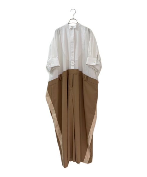 sacai（サカイ）sacai (サカイ) オーバーサイズジャンプスーツ ベージュ×ホワイト サイズ:3の古着・服飾アイテム