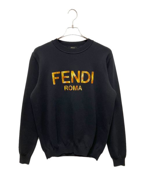 FENDI（フェンディ）FENDI (フェンディ) ロゴクルーネックスウェット ブラック サイズ:48の古着・服飾アイテム