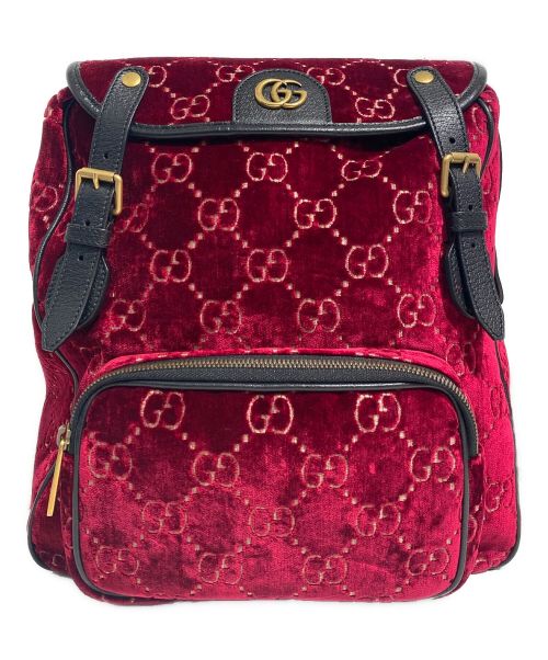 GUCCI（グッチ）GUCCI (グッチ) GG Velvet Bag Pack（GGベルベットバックパック） レッド サイズ:-の古着・服飾アイテム