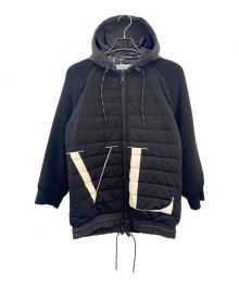 VALENTINO（ヴァレンティノ）の古着「VLTNロゴ切り替えニットダウンジャケット」｜ブラック