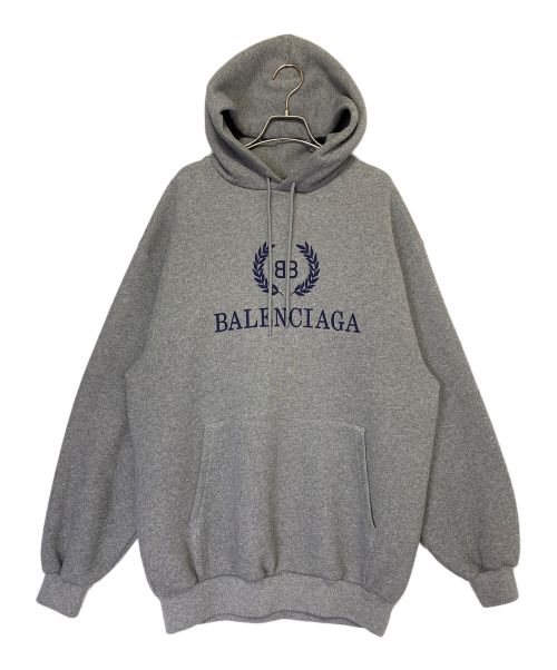 BALENCIAGA（バレンシアガ）BALENCIAGA (バレンシアガ) ロゴプリントパーカー グレー サイズ:Lの古着・服飾アイテム