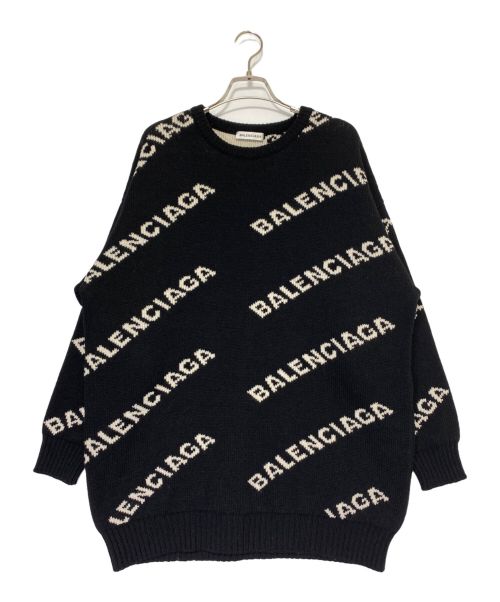 BALENCIAGA（バレンシアガ）BALENCIAGA (バレンシアガ) オールオーバーロゴニット ブラック サイズ:Lの古着・服飾アイテム