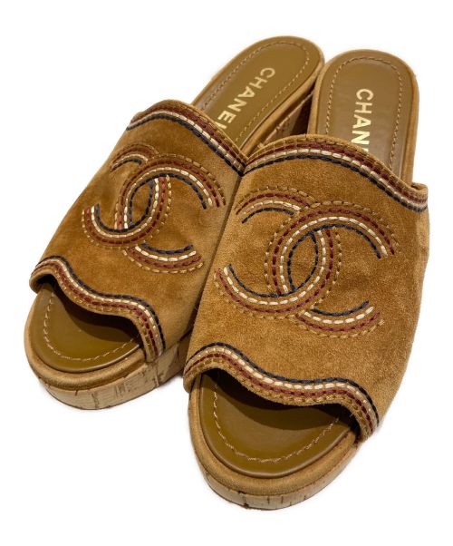 CHANEL（シャネル）CHANEL (シャネル) cork sole sandal ブラウン サイズ:37の古着・服飾アイテム