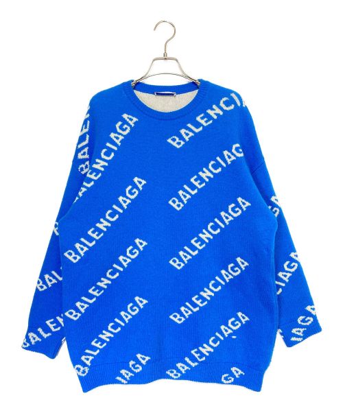 BALENCIAGA（バレンシアガ）BALENCIAGA (バレンシアガ) Allover Logo Crewneck ブルー サイズ:XSの古着・服飾アイテム