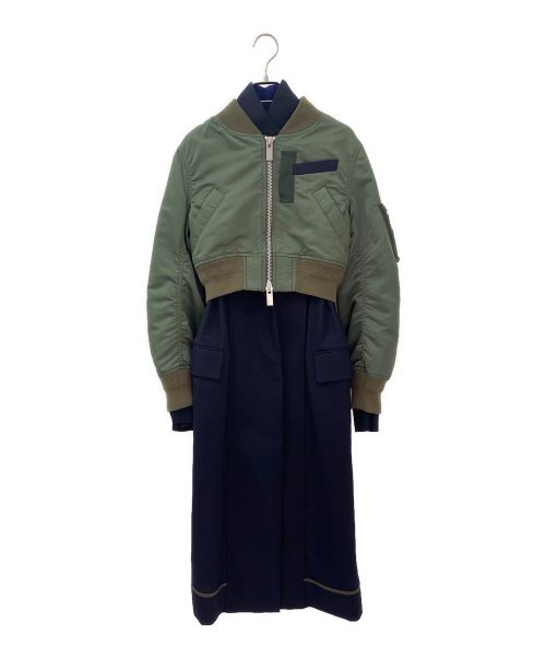 sacai（サカイ）sacai (サカイ) MA-1ドッキングコート オリーブ×ネイビー サイズ:2の古着・服飾アイテム