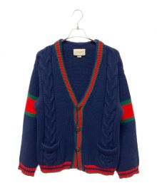 GUCCI（グッチ）の古着「オーバーサイズ ケーブルニット カーディガン」｜ネイビー