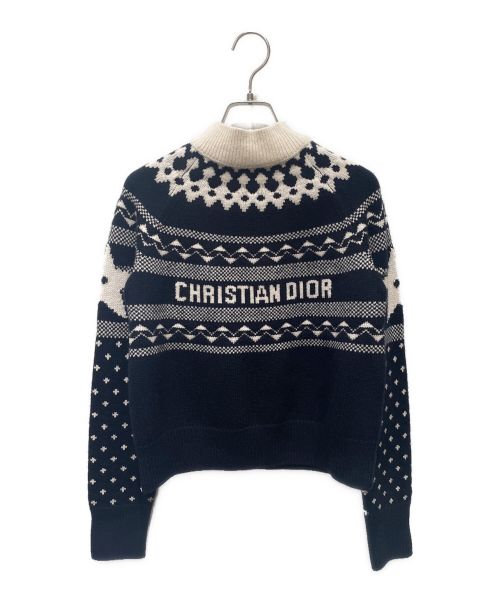 Christian Dior（クリスチャン ディオール）Christian Dior (クリスチャン ディオール) ノルディックロゴセーター ネイビー サイズ:42の古着・服飾アイテム