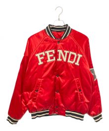 FENDI（フェンディ）の古着「ロゴサテンボンバージャケット」｜レッド