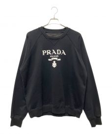 PRADAプラダ）の古着「フロントロゴクルーネックスウェット」｜ブラック