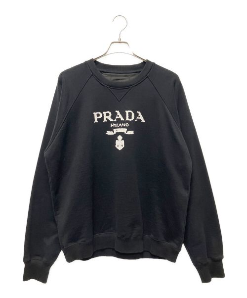 PRADA（プラダ）PRADA (プラダ) フロントロゴクルーネックスウェット ブラック サイズ:Mの古着・服飾アイテム