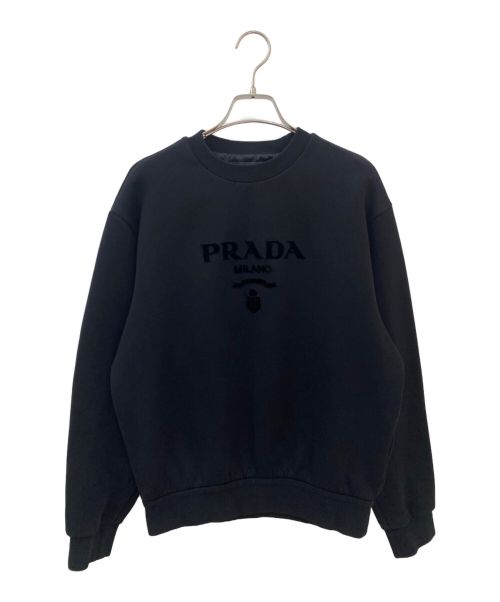 PRADA（プラダ）PRADA (プラダ) ベロアロゴスウェット ブラック サイズ:XSの古着・服飾アイテム