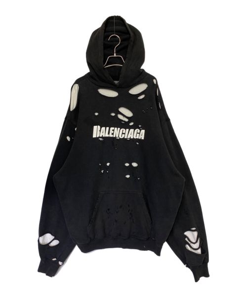 BALENCIAGA（バレンシアガ）BALENCIAGA (バレンシアガ) Caps Destroyed Hoodie ブラック サイズ:XXSの古着・服飾アイテム