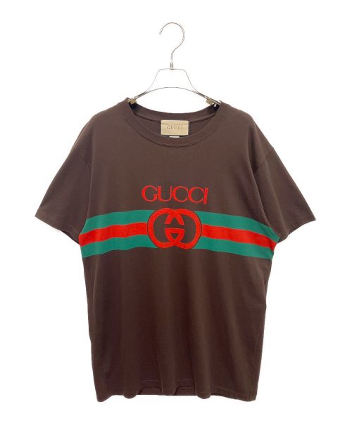 GUCCI（グッチ）GUCCI (グッチ) インターロッキングGTシャツ ブラウン サイズ:XSの古着・服飾アイテム