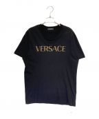 VERSACEヴェルサーチ）の古着「ラインストーンロゴTシャツ」｜ブラック