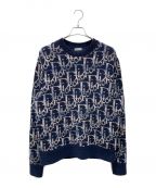 Diorディオール）の古着「DIOR Oblique Wool Jacquard Sweater/オブリークウールジャガードセーター」｜ネイビー