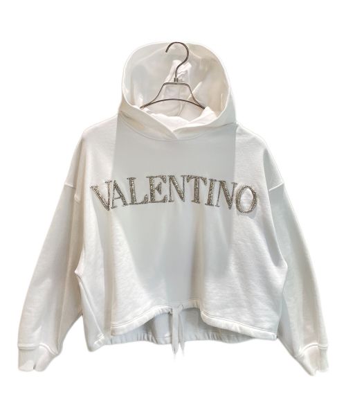 VALENTINO（ヴァレンティノ）VALENTINO (ヴァレンティノ) スパンコールロゴパーカー ホワイト サイズ:XSの古着・服飾アイテム