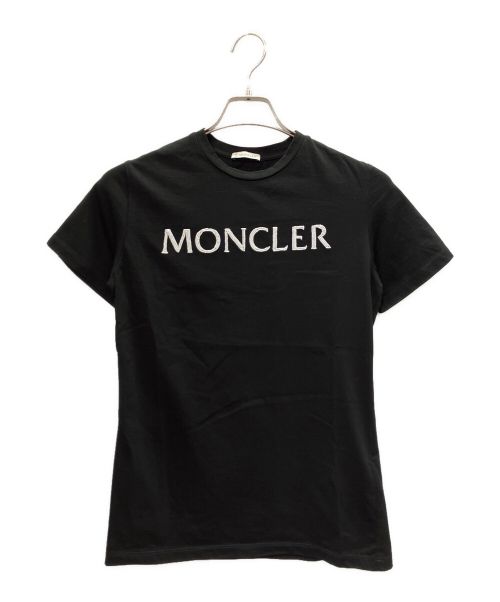 MONCLER（モンクレール）MONCLER (モンクレール) T-SHIRT GIROCOLLO ビジュー ロゴ カットソー ブラック サイズ:XSの古着・服飾アイテム