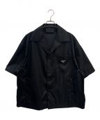 PRADAプラダ）の古着「オープンカラーエンブレムシャツ」｜ブラック