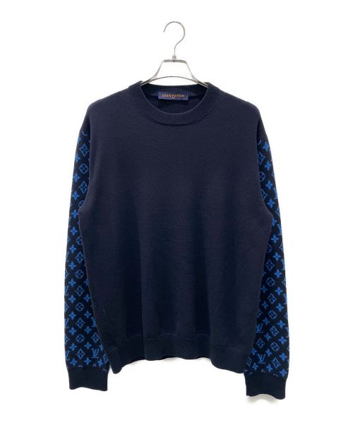 LOUIS VUITTON（ルイ ヴィトン）LOUIS VUITTON (ルイ ヴィトン) Monogram Sleeve CrewNeck Knit/モノグラム スリーブ クルーネック ニット ネイビー サイズ:Mの古着・服飾アイテム