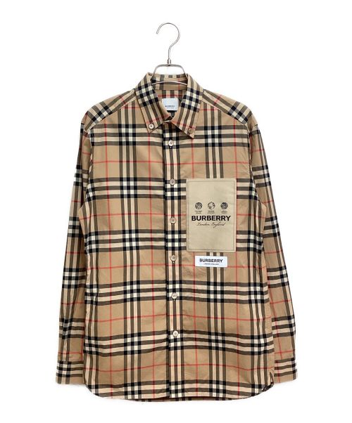 BURBERRY LONDON（バーバリーロンドン）BURBERRY LONDON (バーバリーロンドン) ロゴパッチノヴァチェックシャツ ベージュ サイズ:XSの古着・服飾アイテム