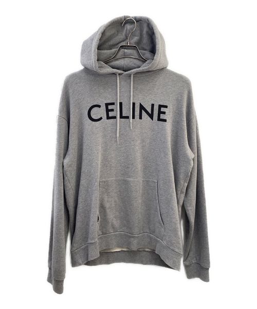 CELINE（セリーヌ）CELINE (セリーヌ) ロゴ ルーズ フーディー グレー サイズ:Lの古着・服飾アイテム