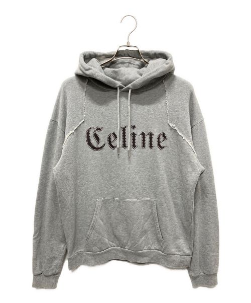 CELINE（セリーヌ）CELINE (セリーヌ) スタッズロゴ コンフォートパーカー グレー サイズ:Lの古着・服飾アイテム