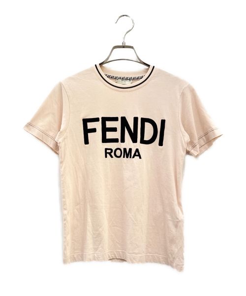 FENDI（フェンディ）FENDI (フェンディ) ロゴクルーネックTシャツ ピンク サイズ:XXSの古着・服飾アイテム