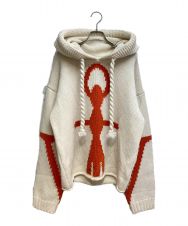 J.W.ANDERSON (ジェイダブリューアンダーソン) Anchor Logo Knit Hoodie（アンカーロゴニットフーディー） アイボリー×オレンジ サイズ:S