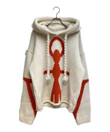 J.W.ANDERSON（ジェイダブリューアンダーソン）の古着「Anchor Logo Knit Hoodie（アンカーロゴニットフーディー）」｜アイボリー×オレンジ