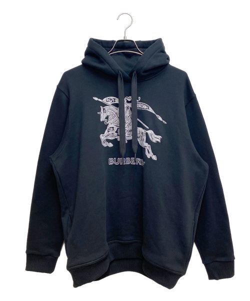 BURBERRY（バーバリー）BURBERRY (バーバリー) Embroidered logo hoodie（刺繍ロゴパーカー） ブラック サイズ:Lの古着・服飾アイテム