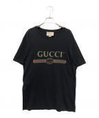 GUCCIグッチ）の古着「GUCCI ロゴ ウォッシュドオーバーサイズ Tシャツ」｜ブラック