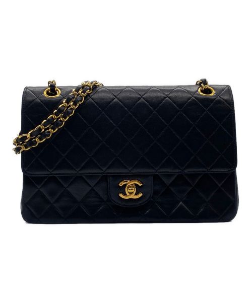 CHANEL（シャネル）CHANEL (シャネル) マトラッセ ダブルフラップチェーンショルダーバッグ ブラック サイズ:27の古着・服飾アイテム