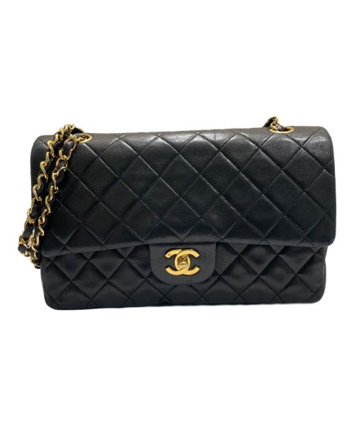 CHANEL（シャネル）CHANEL (シャネル) マトラッセ25/Wフラップチェーンショルダーバッグ ブラック×ゴールド サイズ:25の古着・服飾アイテム