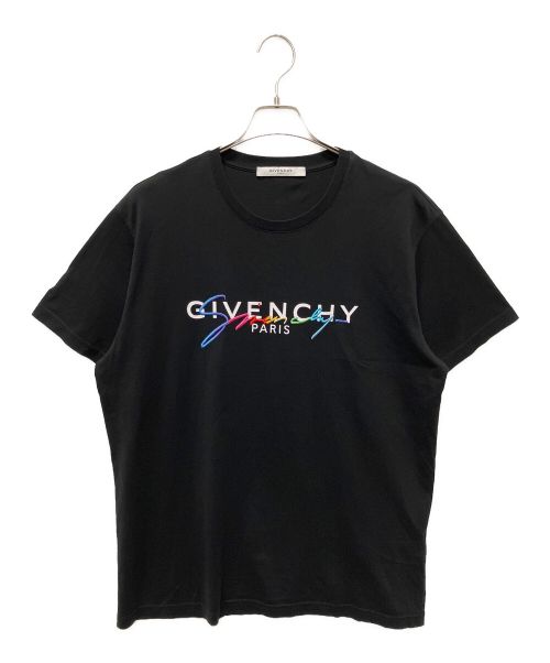 GIVENCHY（ジバンシィ）GIVENCHY (ジバンシィ) レインボーシグネチャーロゴ Tシャツ ブラック サイズ:Mの古着・服飾アイテム