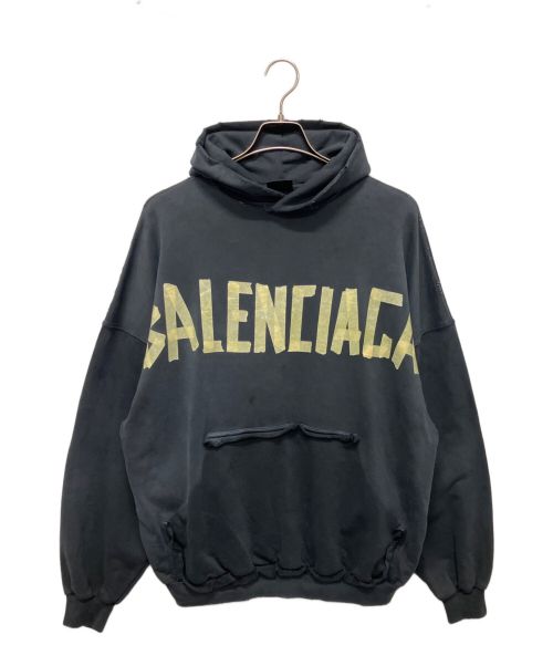 BALENCIAGA（バレンシアガ）BALENCIAGA (バレンシアガ) APE TYPE RIPPED POCKET OVERSIZED HOODIE  ネイビー サイズ:Lの古着・服飾アイテム