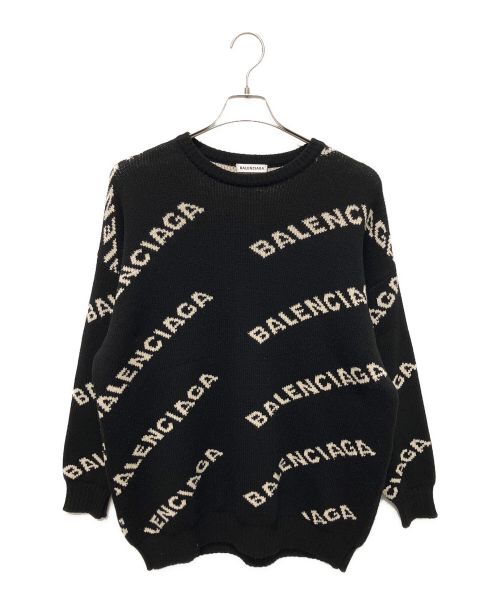 BALENCIAGA（バレンシアガ）BALENCIAGA (バレンシアガ) オールオーバーロゴニット ブラック サイズ:36の古着・服飾アイテム