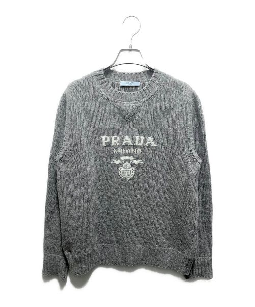 PRADA（プラダ）PRADA (プラダ) カシミヤロゴニット グレー サイズ:38の古着・服飾アイテム