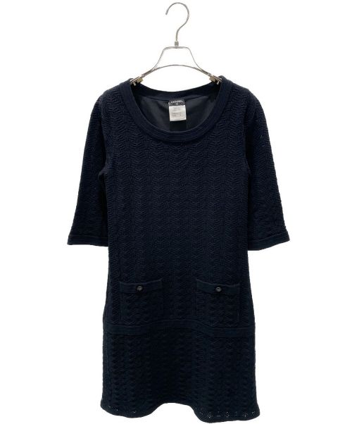 CHANEL（シャネル）CHANEL (シャネル) ココボタンニットワンピース ブラック サイズ:38の古着・服飾アイテム