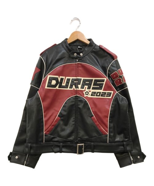 DURAS（デュラス）DURAS (デュラス) エコレザー バイカー ジャケット ブラック×レッド サイズ:Fの古着・服飾アイテム