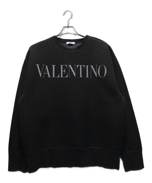 VALENTINO（ヴァレンティノ）VALENTINO (ヴァレンティノ) メッシュロゴスウェット ブラック サイズ:XLの古着・服飾アイテム