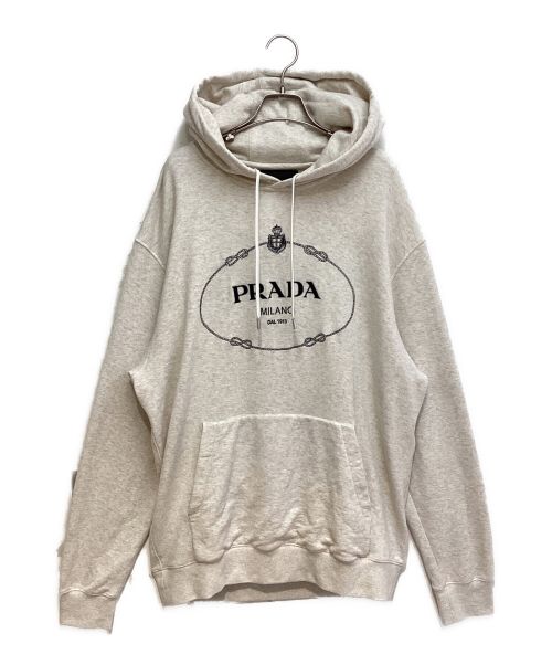 PRADA（プラダ）PRADA (プラダ) Embroidery Logo Hoodie（エンブロイダリーロゴフーディー） アイボリー サイズ:XLの古着・服飾アイテム