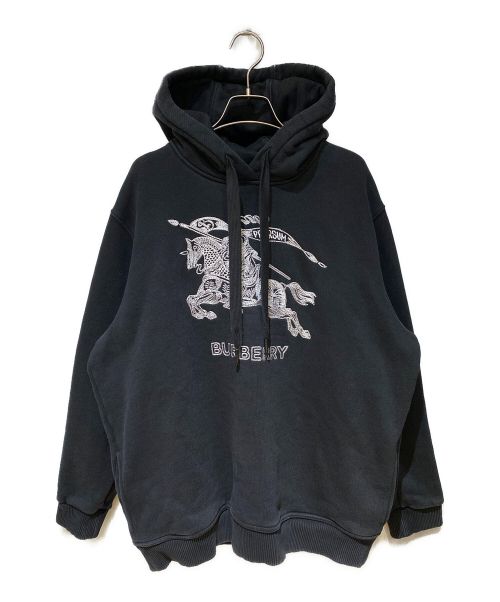 BURBERRY（バーバリー）BURBERRY (バーバリー) Embroidered logo hoodie（刺繍ロゴパーカー） ブラック サイズ:XLの古着・服飾アイテム