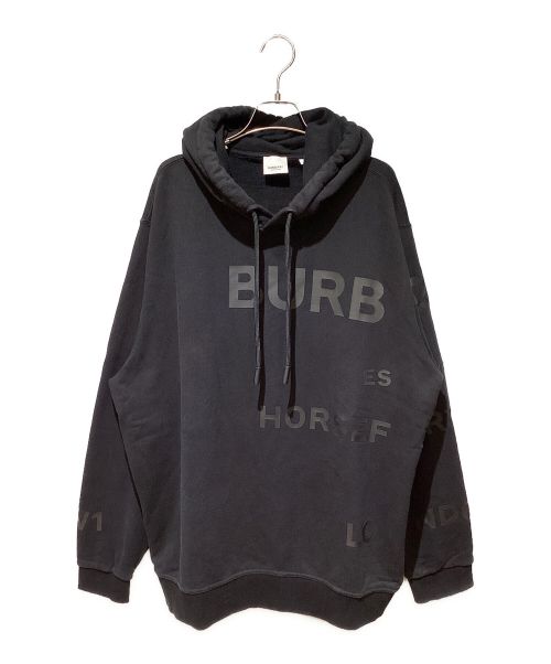 BURBERRY（バーバリー）BURBERRY (バーバリー) Horse Ferry Print Hoodie（ホースフェリープリントフーディ） ブラック サイズ:XXLの古着・服飾アイテム