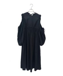 CECILIE BAHNSEN（セシリーバンセン）の古着「FINNLEY DRESS ボリューム カット スリーブ ギャザーフレアワンピース」｜ブラック