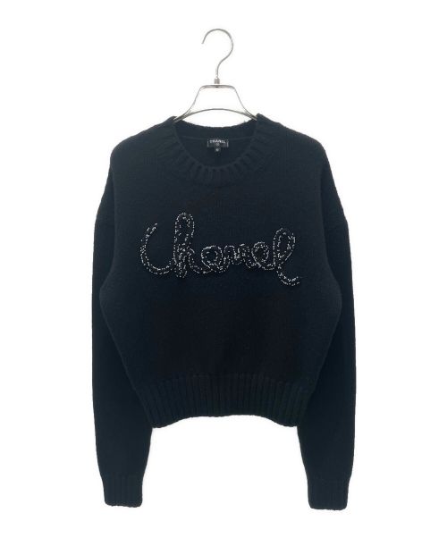 CHANEL（シャネル）CHANEL (シャネル) カシミヤ ブランド ロゴ ニット ブラック サイズ:40の古着・服飾アイテム