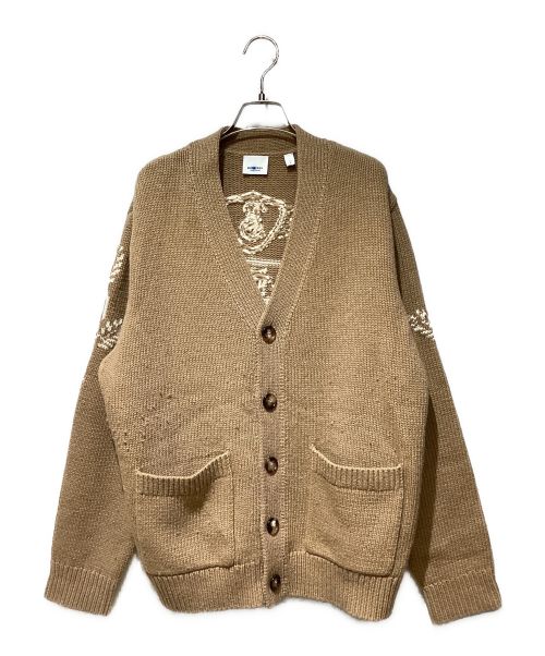 BURBERRY（バーバリー）BURBERRY (バーバリー) Logo Intarsia Knit Cardigan（ロゴインターシャニットカーディガン） ブラウン サイズ:Lの古着・服飾アイテム