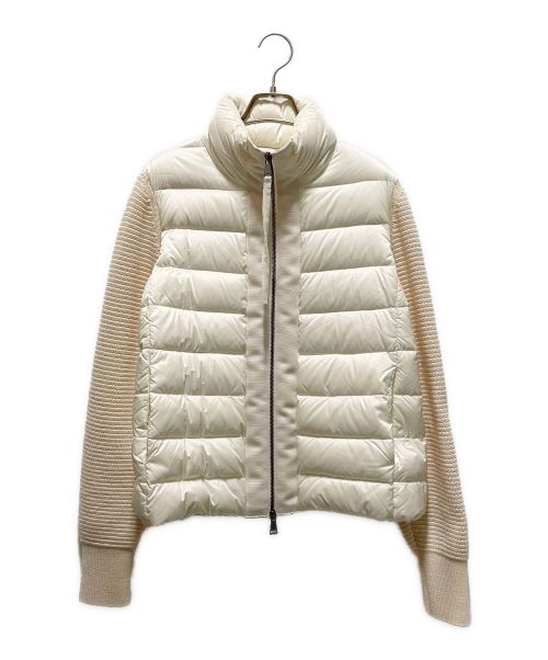 MONCLER（モンクレール）MONCLER (モンクレール) MAGLIONE TRICOT CARDIGAN ホワイト×ベージュ サイズ:Mの古着・服飾アイテム