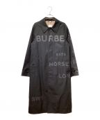 BURBERRYバーバリー）の古着「Horse Ferry Stencil Collar Coat（ホースフェリーステンカラーコート）」｜ブラック