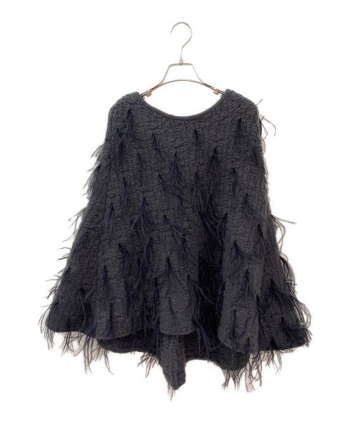 MYLAN（マイラン）MYLAN (マイラン) Feather Fringe Poncho グレー サイズ:Freeの古着・服飾アイテム